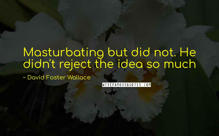 David Foster Wallace Quotes: Masturbating but did not. He didn't reject the idea so much