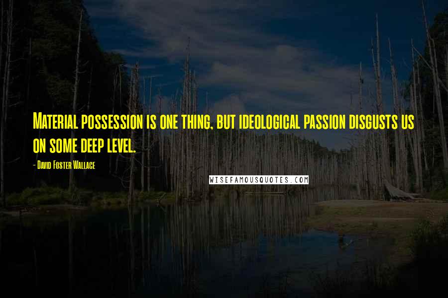 David Foster Wallace Quotes: Material possession is one thing, but ideological passion disgusts us on some deep level.