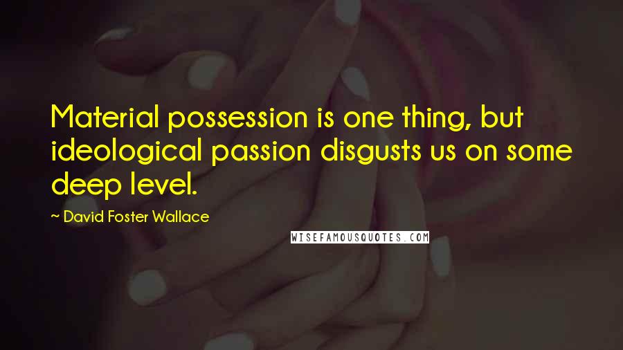 David Foster Wallace Quotes: Material possession is one thing, but ideological passion disgusts us on some deep level.