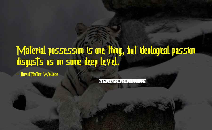 David Foster Wallace Quotes: Material possession is one thing, but ideological passion disgusts us on some deep level.