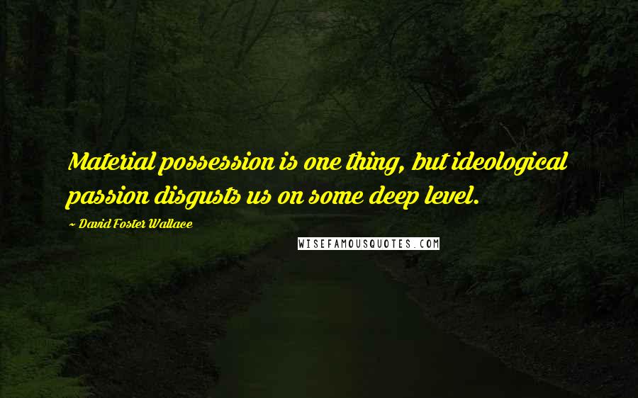 David Foster Wallace Quotes: Material possession is one thing, but ideological passion disgusts us on some deep level.