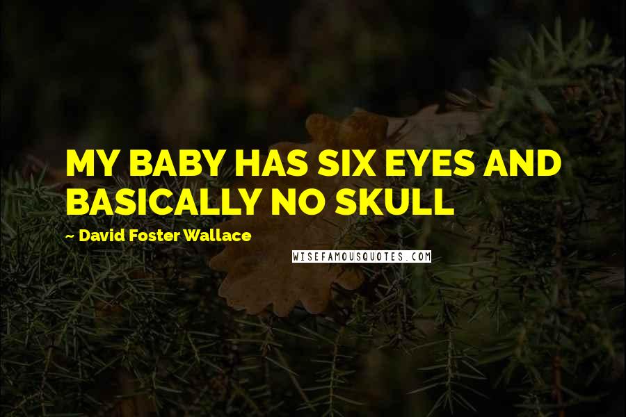 David Foster Wallace Quotes: MY BABY HAS SIX EYES AND BASICALLY NO SKULL