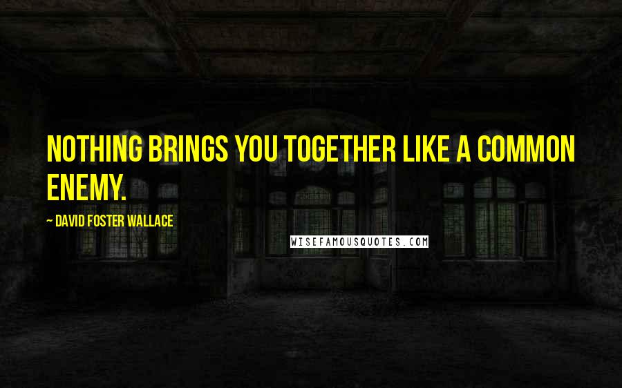 David Foster Wallace Quotes: Nothing brings you together like a common enemy.