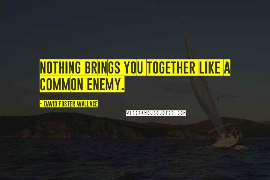 David Foster Wallace Quotes: Nothing brings you together like a common enemy.