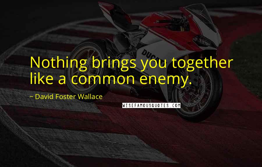 David Foster Wallace Quotes: Nothing brings you together like a common enemy.