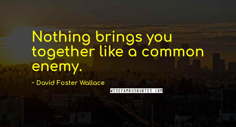 David Foster Wallace Quotes: Nothing brings you together like a common enemy.