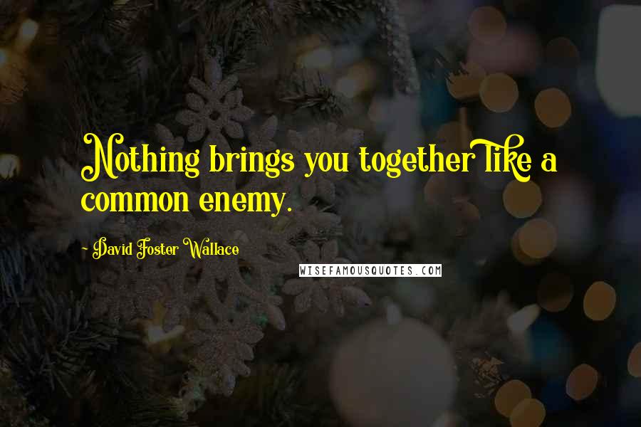 David Foster Wallace Quotes: Nothing brings you together like a common enemy.
