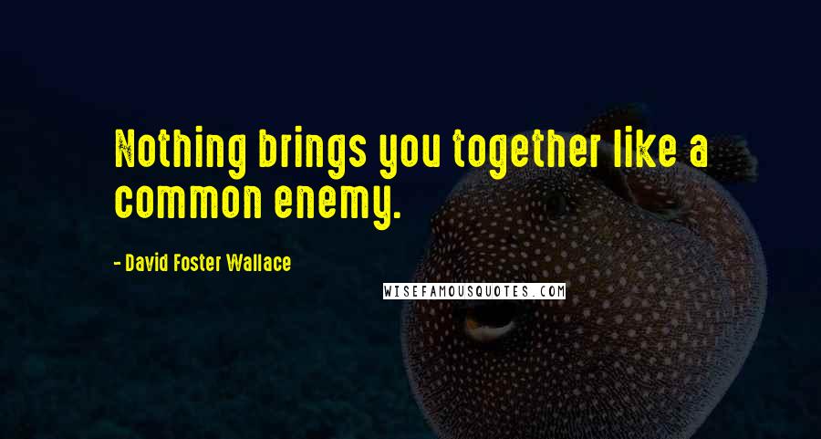 David Foster Wallace Quotes: Nothing brings you together like a common enemy.