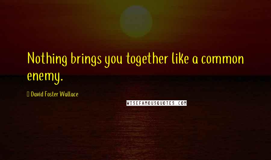 David Foster Wallace Quotes: Nothing brings you together like a common enemy.