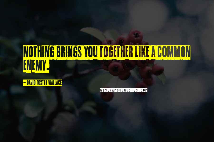 David Foster Wallace Quotes: Nothing brings you together like a common enemy.