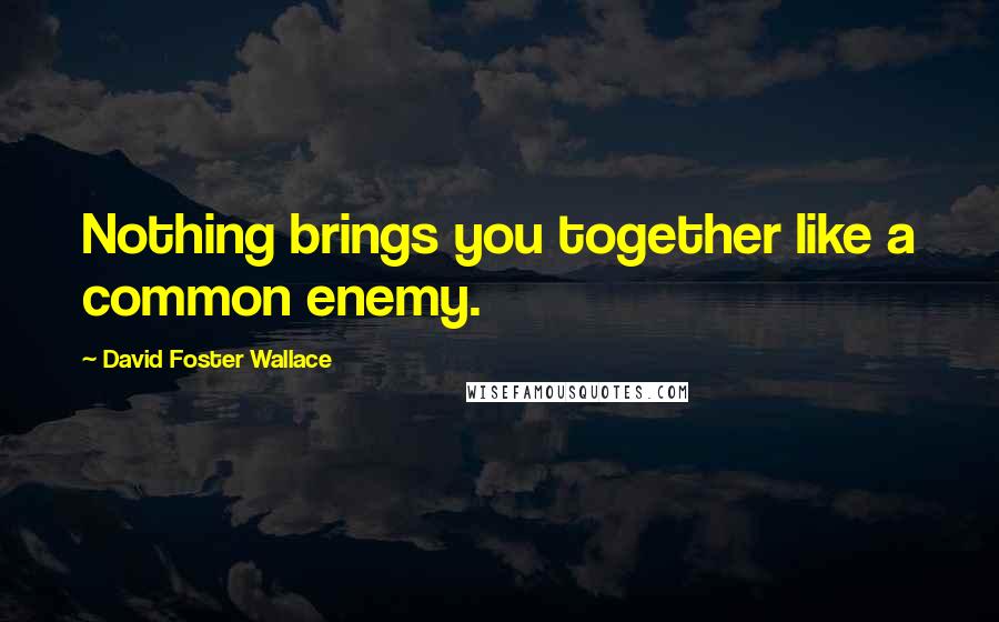 David Foster Wallace Quotes: Nothing brings you together like a common enemy.