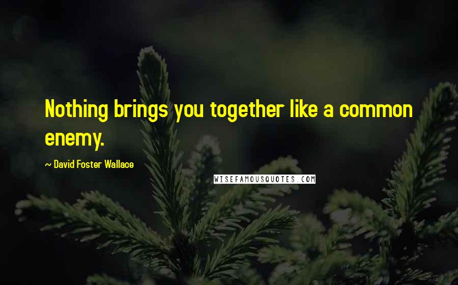 David Foster Wallace Quotes: Nothing brings you together like a common enemy.