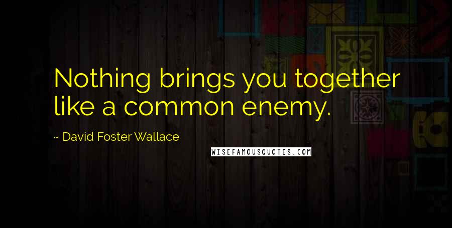 David Foster Wallace Quotes: Nothing brings you together like a common enemy.