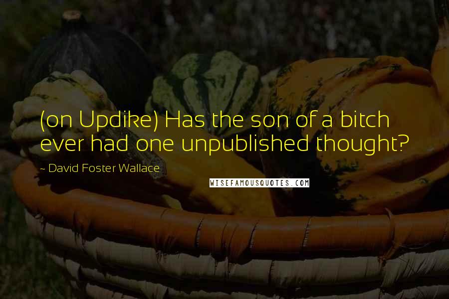 David Foster Wallace Quotes: (on Updike) Has the son of a bitch ever had one unpublished thought?