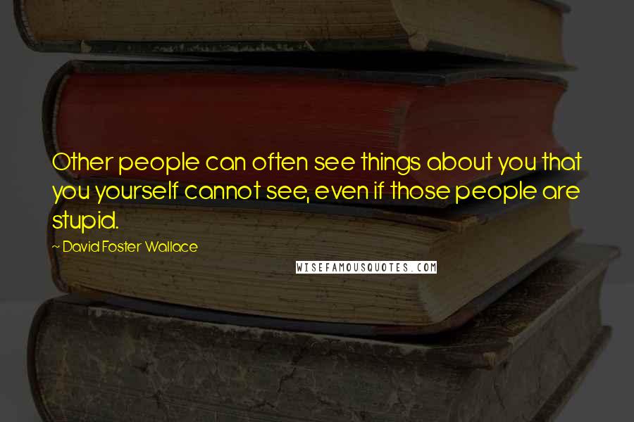 David Foster Wallace Quotes: Other people can often see things about you that you yourself cannot see, even if those people are stupid.