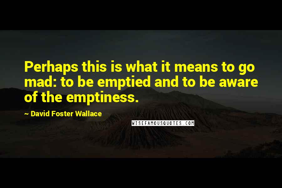 David Foster Wallace Quotes: Perhaps this is what it means to go mad: to be emptied and to be aware of the emptiness.