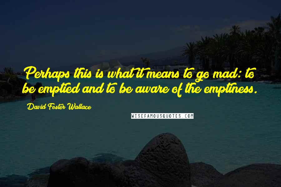 David Foster Wallace Quotes: Perhaps this is what it means to go mad: to be emptied and to be aware of the emptiness.