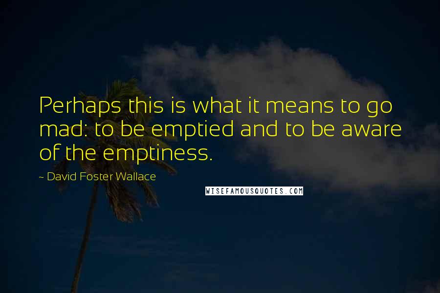 David Foster Wallace Quotes: Perhaps this is what it means to go mad: to be emptied and to be aware of the emptiness.