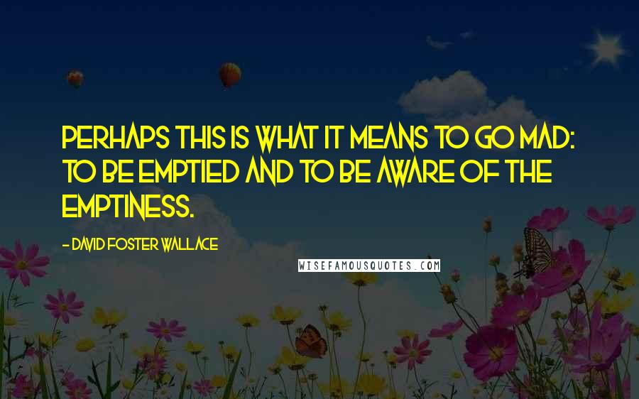 David Foster Wallace Quotes: Perhaps this is what it means to go mad: to be emptied and to be aware of the emptiness.