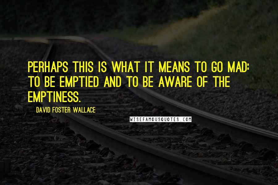 David Foster Wallace Quotes: Perhaps this is what it means to go mad: to be emptied and to be aware of the emptiness.