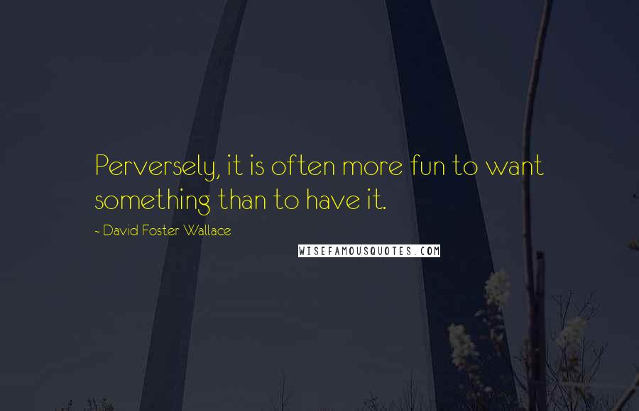 David Foster Wallace Quotes: Perversely, it is often more fun to want something than to have it.