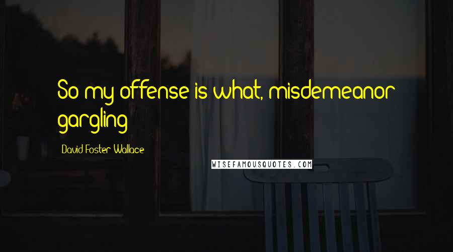 David Foster Wallace Quotes: So my offense is what, misdemeanor gargling?