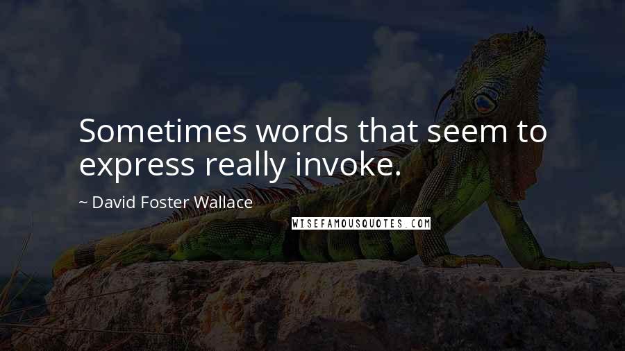 David Foster Wallace Quotes: Sometimes words that seem to express really invoke.
