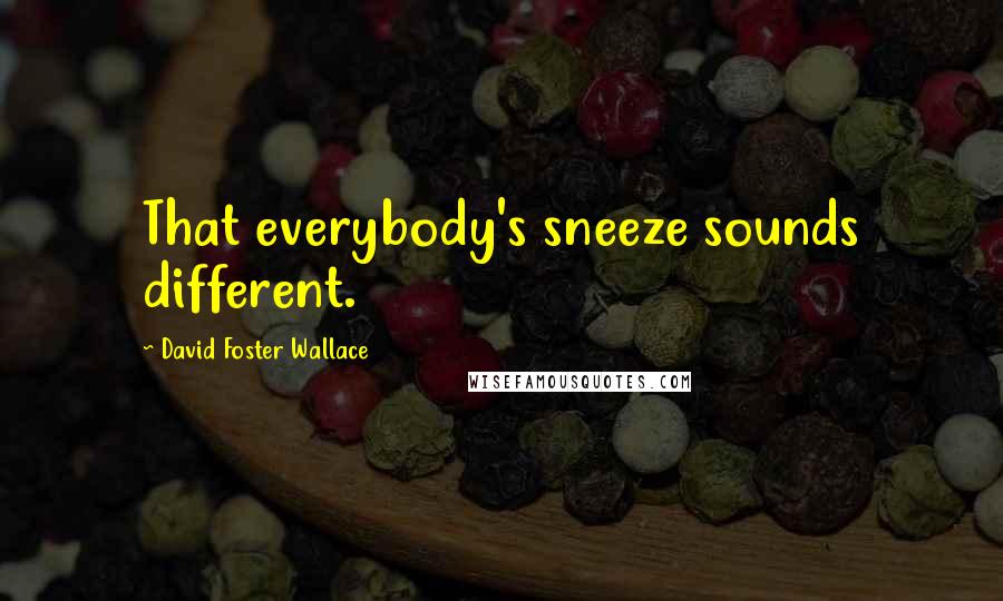 David Foster Wallace Quotes: That everybody's sneeze sounds different.