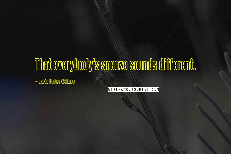 David Foster Wallace Quotes: That everybody's sneeze sounds different.