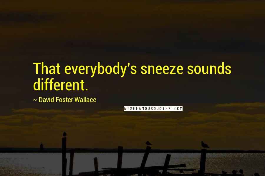 David Foster Wallace Quotes: That everybody's sneeze sounds different.
