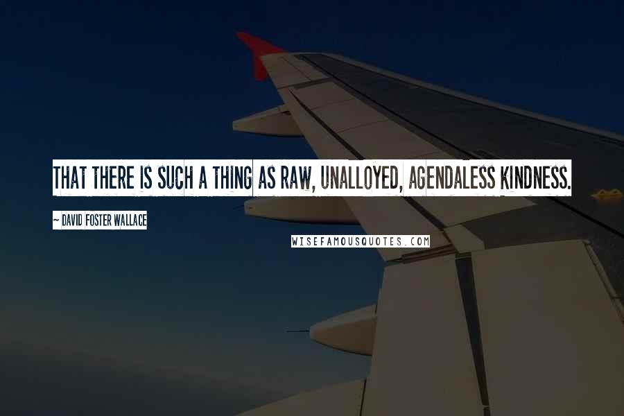 David Foster Wallace Quotes: That there is such a thing as raw, unalloyed, agendaless kindness.