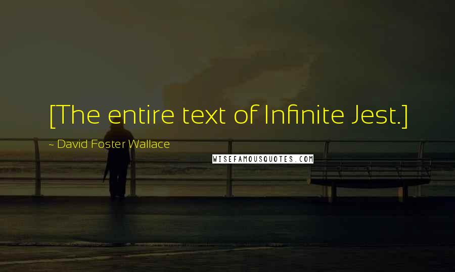David Foster Wallace Quotes: [The entire text of Infinite Jest.]