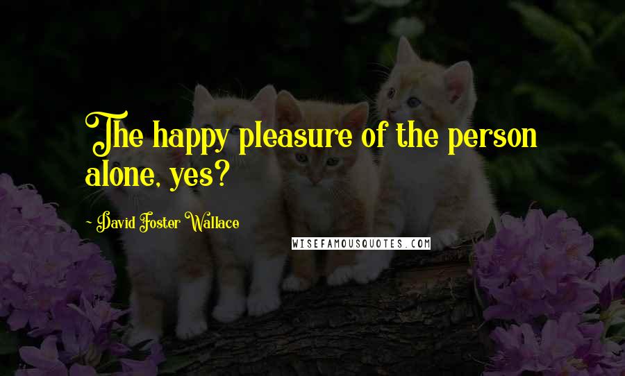 David Foster Wallace Quotes: The happy pleasure of the person alone, yes?