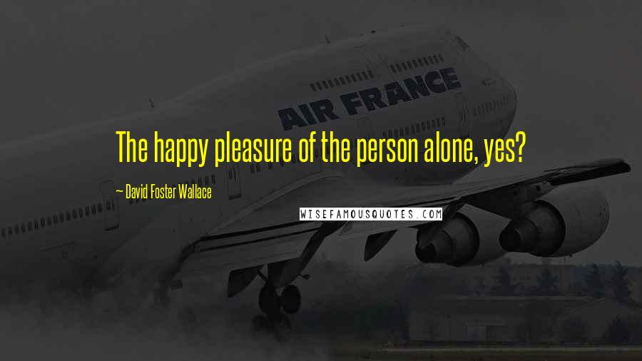 David Foster Wallace Quotes: The happy pleasure of the person alone, yes?