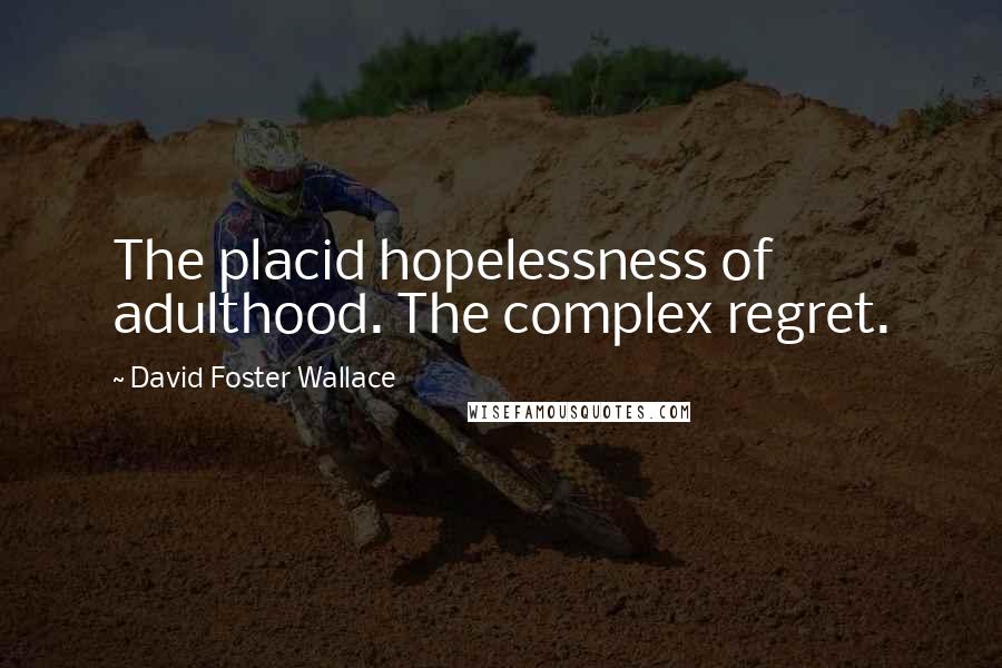 David Foster Wallace Quotes: The placid hopelessness of adulthood. The complex regret.