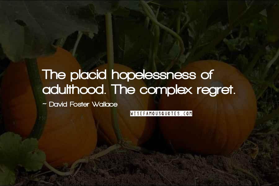 David Foster Wallace Quotes: The placid hopelessness of adulthood. The complex regret.