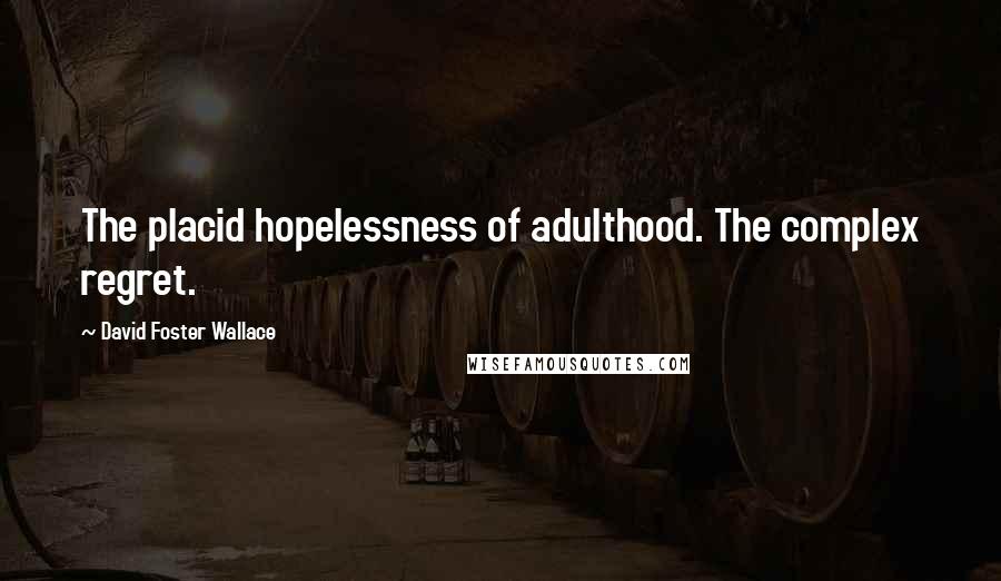 David Foster Wallace Quotes: The placid hopelessness of adulthood. The complex regret.