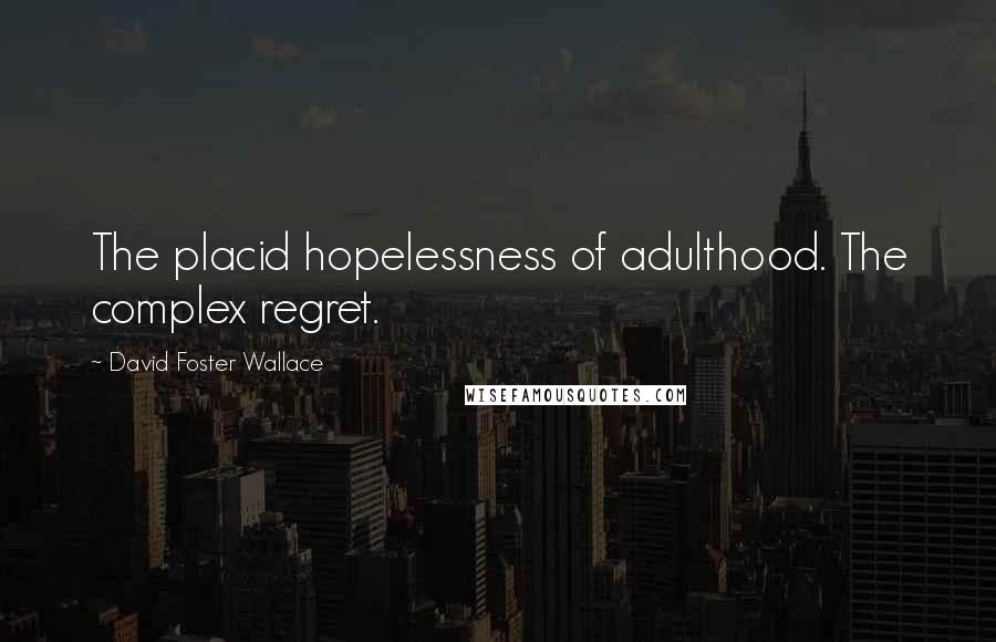 David Foster Wallace Quotes: The placid hopelessness of adulthood. The complex regret.