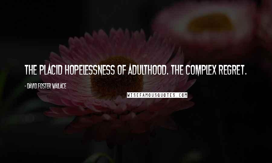 David Foster Wallace Quotes: The placid hopelessness of adulthood. The complex regret.