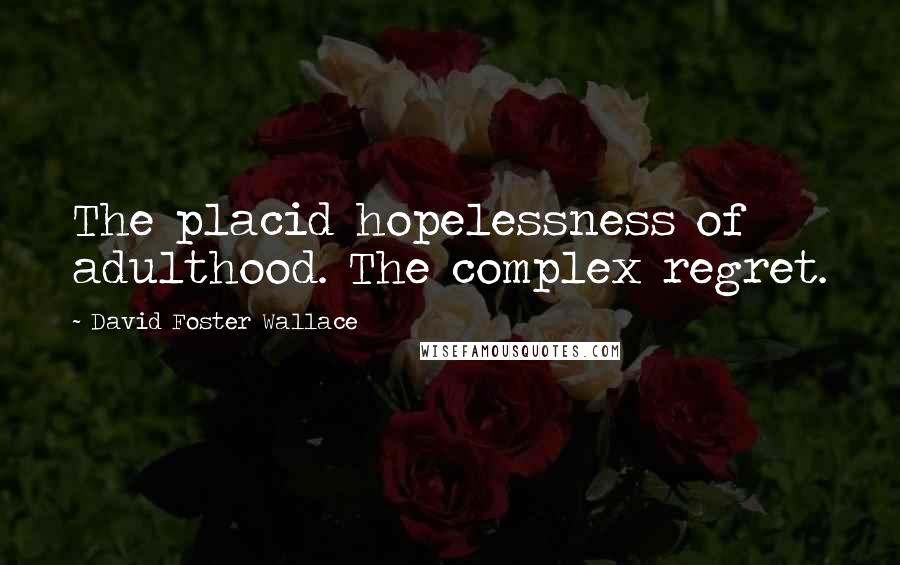 David Foster Wallace Quotes: The placid hopelessness of adulthood. The complex regret.