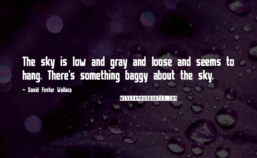 David Foster Wallace Quotes: The sky is low and gray and loose and seems to hang. There's something baggy about the sky.