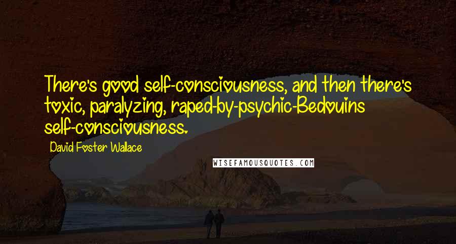 David Foster Wallace Quotes: There's good self-consciousness, and then there's toxic, paralyzing, raped-by-psychic-Bedouins self-consciousness.