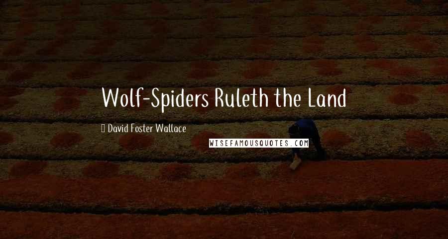 David Foster Wallace Quotes: Wolf-Spiders Ruleth the Land