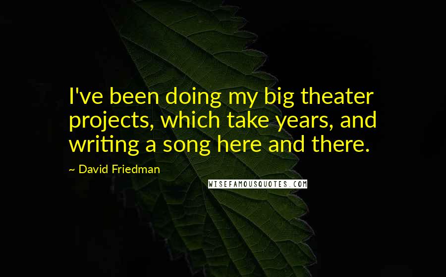 David Friedman Quotes: I've been doing my big theater projects, which take years, and writing a song here and there.