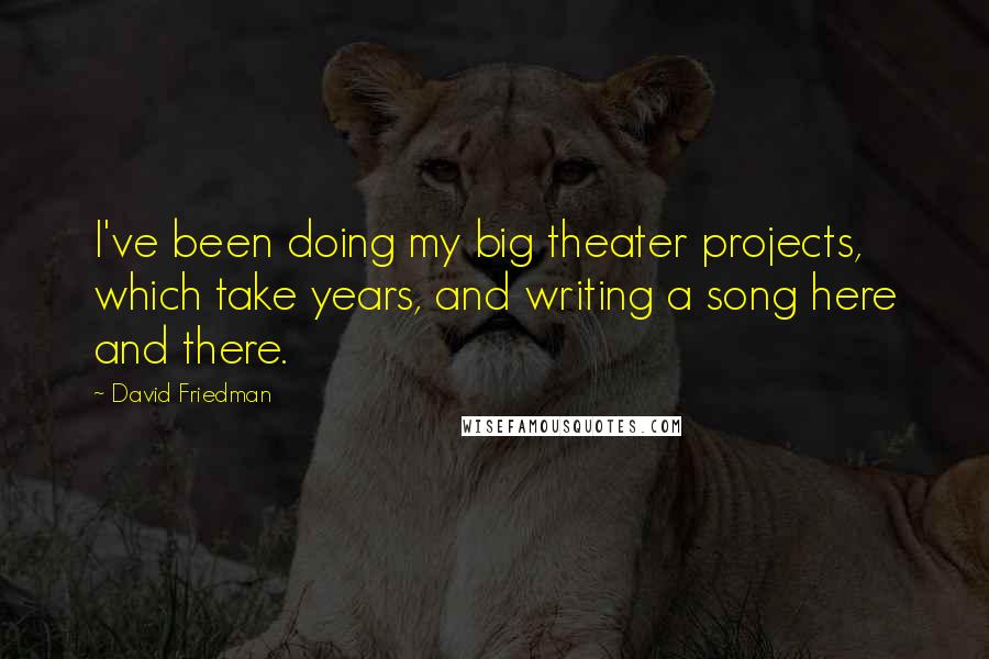 David Friedman Quotes: I've been doing my big theater projects, which take years, and writing a song here and there.
