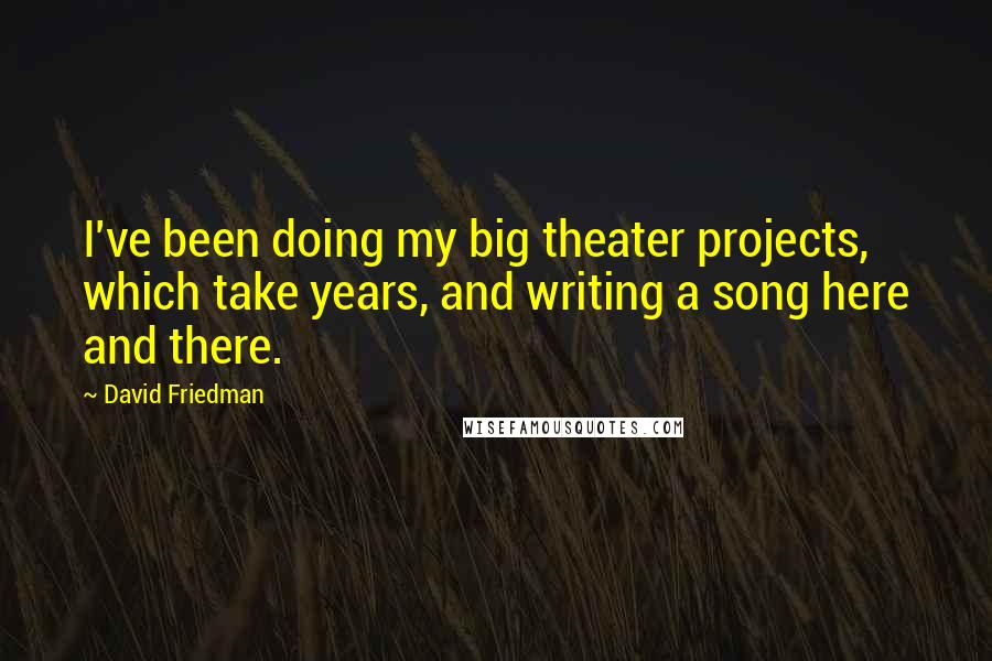 David Friedman Quotes: I've been doing my big theater projects, which take years, and writing a song here and there.