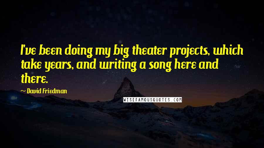 David Friedman Quotes: I've been doing my big theater projects, which take years, and writing a song here and there.