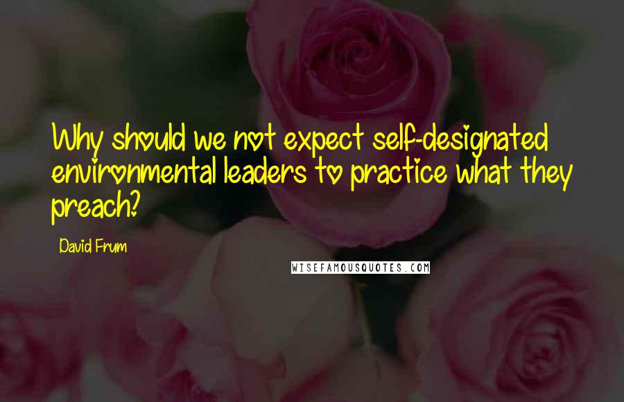 David Frum Quotes: Why should we not expect self-designated environmental leaders to practice what they preach?