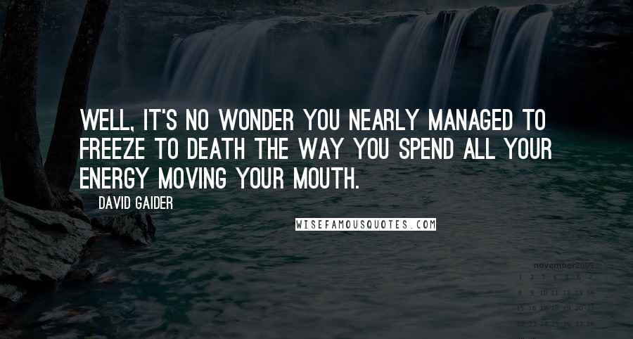 David Gaider Quotes: Well, it's no wonder you nearly managed to freeze to death the way you spend all your energy moving your mouth.