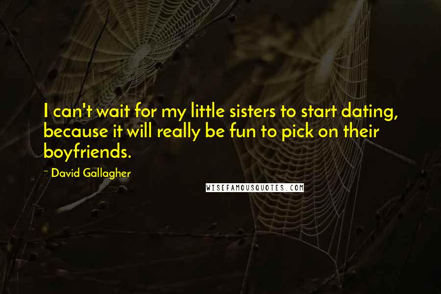 David Gallagher Quotes: I can't wait for my little sisters to start dating, because it will really be fun to pick on their boyfriends.